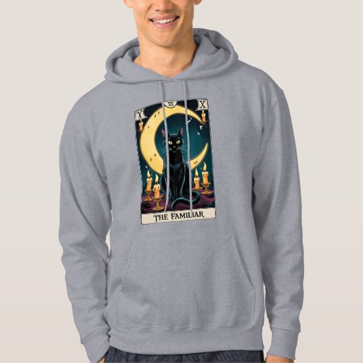Spooky Black Cat Tarot Kaart Hoodie (Voorkant)