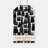 Spooky Black Cats Custom Name Happy Halloween Cadeaulabel (Voorkant)
