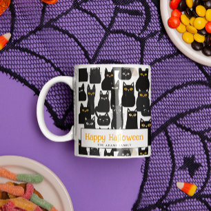 Spooky Black Cats Custom Name Happy Halloween Mok