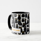 Spooky Black Cats Custom Name Happy Halloween Mok (Voorkant links)