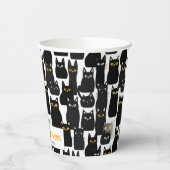 Spooky Black Cats Custom Name Happy Halloween Papieren Bekers (Links)