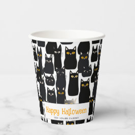 Spooky Black Cats Custom Name Happy Halloween Papieren Bekers