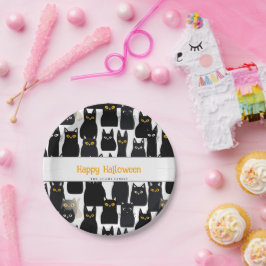 Spooky Black Cats Custom Name Happy Halloween Papieren Bordje