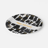 Spooky Black Cats Custom Name Happy Halloween Papieren Bordje (Gekanteld)