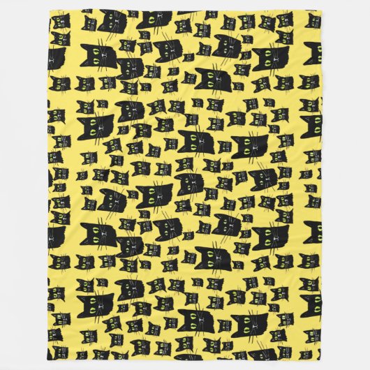 Spooky Black Cats Fleece Deken (Voorkant)