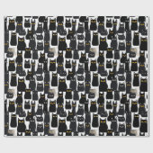 Spooky Black Cats Halloween Cadeaupapier (Vlak)