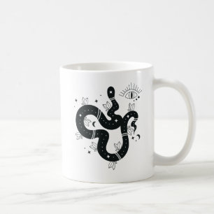 Spooky Black Celestial Snake Design Koffiemok