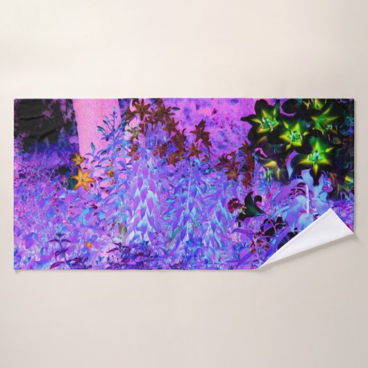 Spooky Black en Crimson Lily Garden Landscape Badhanddoek (Badhanddoek)