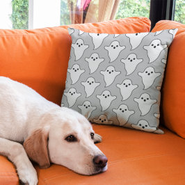 Spooky Black en White Ghost Pattern Halloween Kussen