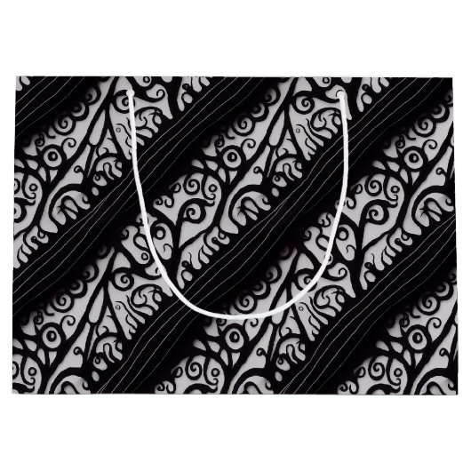 Spooky Black en White Gothic kerstcadeautas Groot Cadeauzakje (Voorkant)