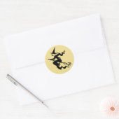 Spooky Black Flying Witch Faux Gold Halloween Kind Ronde Sticker (Envelop)