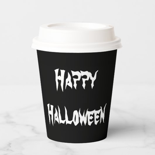 Spooky Black Happy Halloween Paper Cup Papieren Bekers (Voorkant)