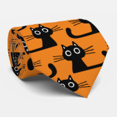 Spooky Black Kitty Cats Pattern Halloween Novelty Stropdas (Opgerold)