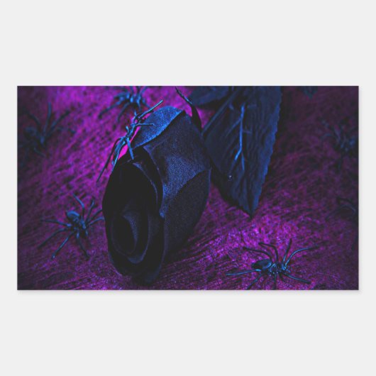 Spooky Black Material Roos, Black Spiers Rechthoekige Sticker (Voorkant)