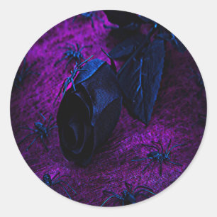 Spooky Black Material Roos, Black Spiers Ronde Sticker