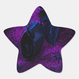 Spooky Black Material Roos, Black Spiers Ster Sticker
