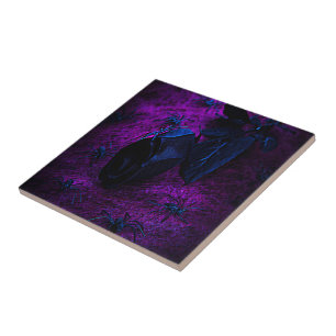 Spooky Black Material Roos, Black Spiers Tegeltje