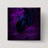 Spooky Black Material Roos, Black Spiers Vierkante Button 5,1 Cm (Voorkant)