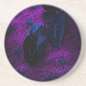 Spooky Black Material Roos, Black Spiers Zandsteen Onderzetter (Voorkant)