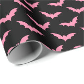 Spooky Black & Pink Bats Wrapping Paper Roll Cadeaupapier (Rol Hoek)