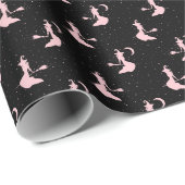Spooky Black & Pink Witch Wrapping Paper Roll Cadeaupapier (Rol Hoek)