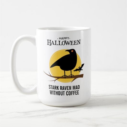 Spooky Black Raven Halloween Koffiemok (Links)