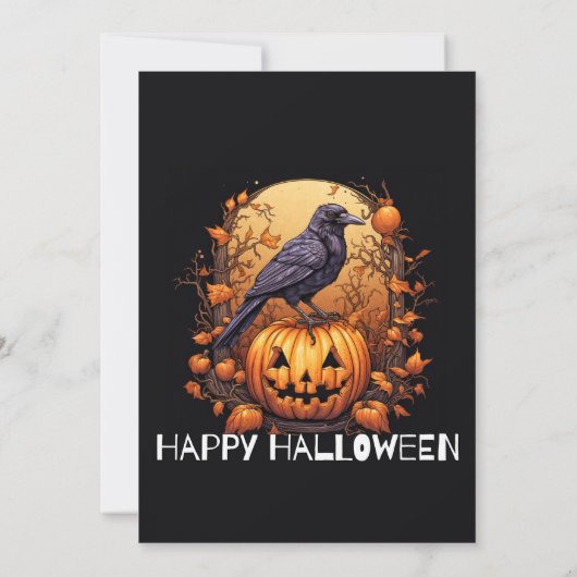 Spooky Black Raven Halloween Party Uitnodigingen (Achterkant)