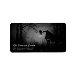 Spooky Black Raven Halloween Retouradres Etiket