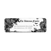 Spooky Black Raven Halloween Return Address Label (Voorkant)