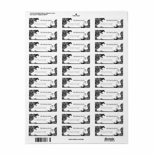Spooky Black Raven Halloween Return Address Label (Full Sheet)