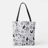 Spooky Black RIP Halloween Canvas tas (Achterkant)