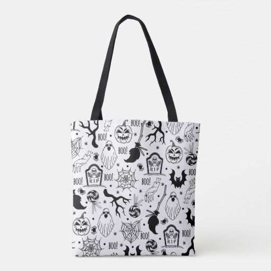 Spooky Black RIP Halloween Canvas tas (Achterkant)