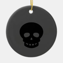 Spooky Black Skull Ceramic Ornament