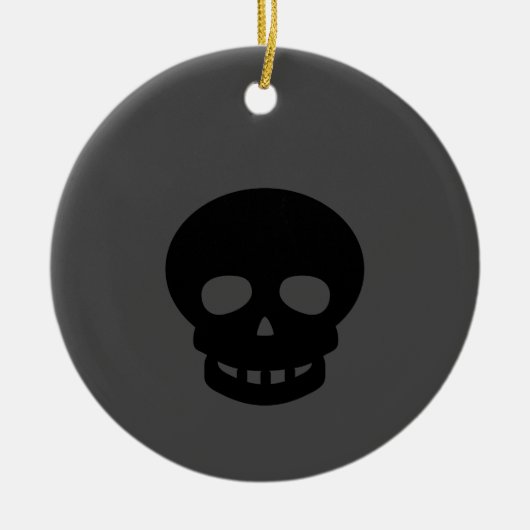 Spooky Black Skull Ceramic Ornament (Voorkant)