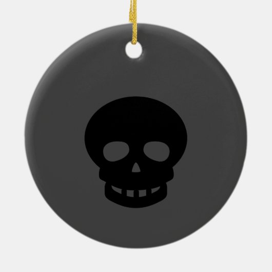 Spooky Black Skull Ceramic Ornament (Achterkant)