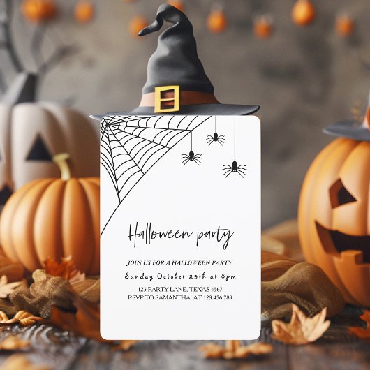 Spooky Black Spiers Party | Happy Halloween Kaart