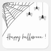 Spooky Black Spiers Party | Happy Halloween Vierkante Sticker (Voorkant)