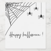Spooky Black Spiers Party | Happy Halloween Wijn Etiket (Enkel label)