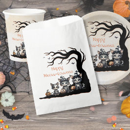 Spooky Black Striped Halloween Ghost Kittens Bedankzakje