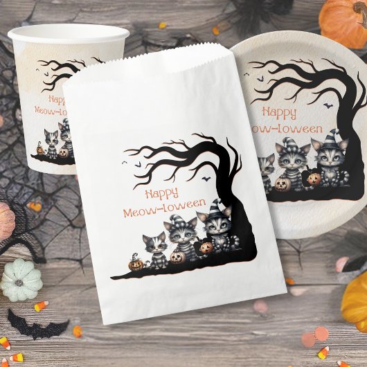 Spooky Black Striped Halloween Ghost Kittens Bedankzakje