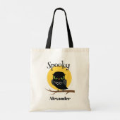 Spooky Black Uil Gepersonaliseerde Halloween Tote Bag (Achterkant)