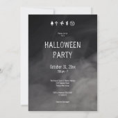 Spooky Black & White Cemetery Halloween Party Kaart (Achterkant)