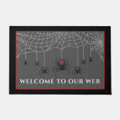 Spooky Black Widow Spider Web Halloween Deurmat (Voorkant)