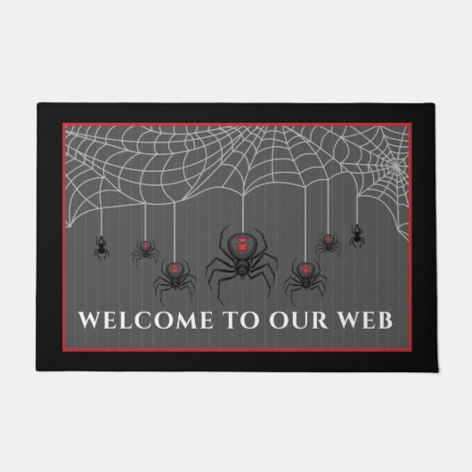 Spooky Black Widow Spider Web Halloween Deurmat (Voorkant)