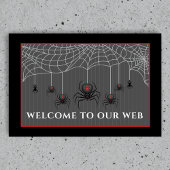 Spooky Black Widow Spider Web Halloween Deurmat