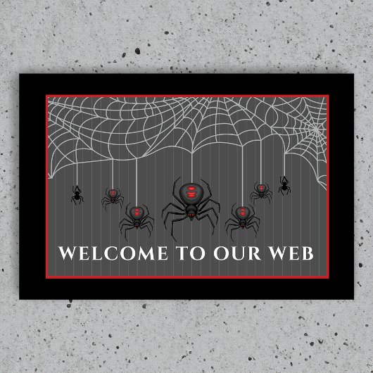 Spooky Black Widow Spider Web Halloween Deurmat