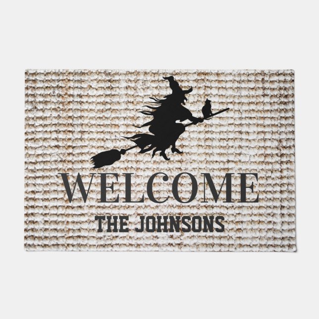 Spooky Black Witch Halloween Deurmat (Voorkant)