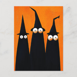 Spooky Black Witches Quirky Halloween Briefkaart