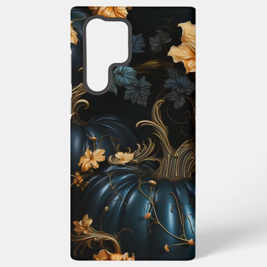SPOOKY BLAUW EN GOUD GOTISCHE HALLOWEEN POMPOENEN SAMSUNG GALAXY HOESJE (Achterkant)
