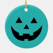 Spooky blauwgroen Jack o lantaarn pompoen Hallowee Keramisch Ornament (Achterkant)